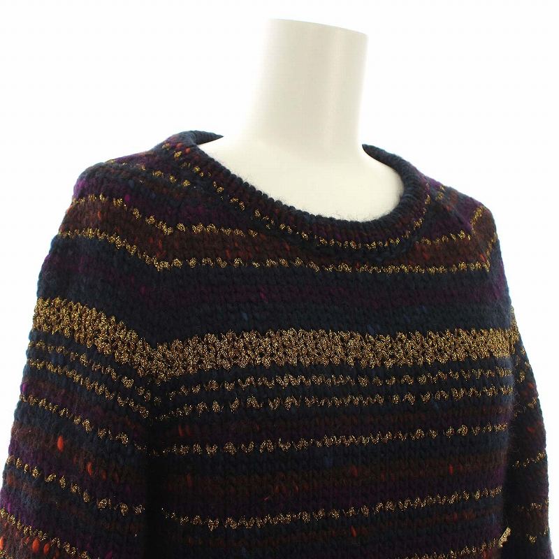 シャネル CHANEL ニットワンピース 金ボタン ビジュー カシミヤ混 ひざ  