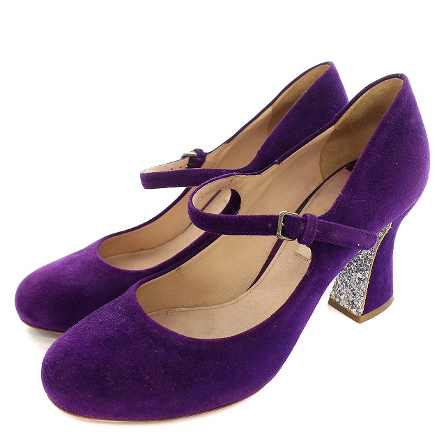 ミュウミュウ miumiu パンプス スエード ストラップ ヒール 37 23.5cm 