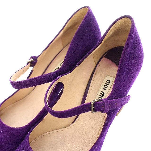 ミュウミュウ miumiu パンプス スエード ストラップ ヒール 37 23.5cm 