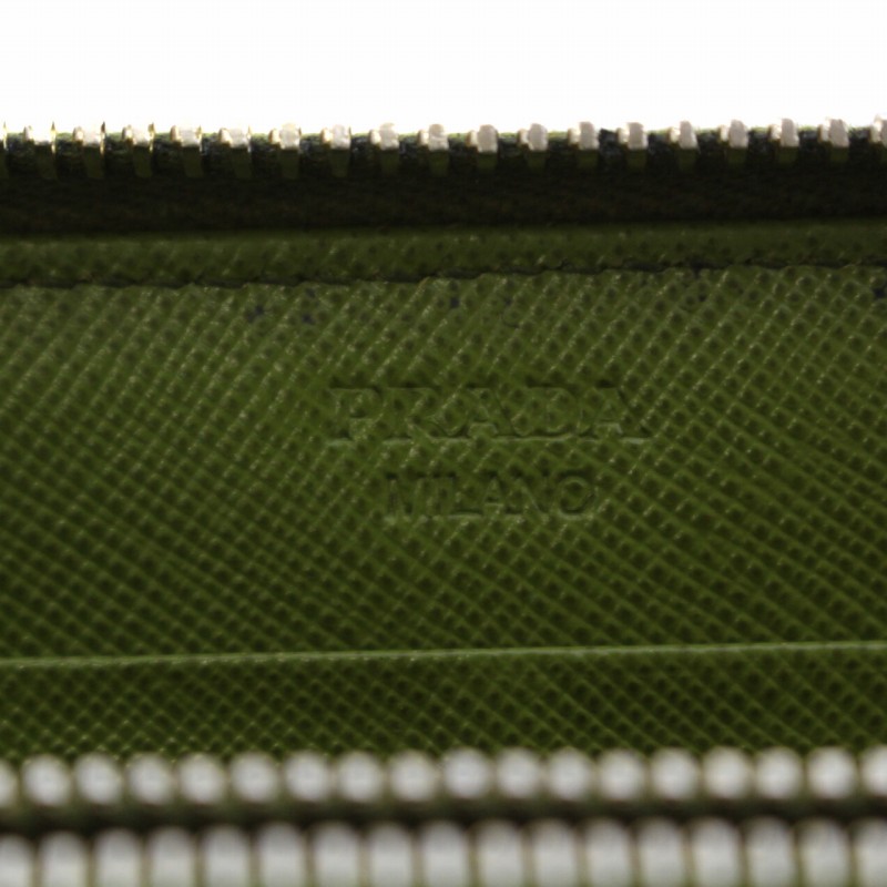 プラダ PRADA サフィアーノ 長財布 ラウンドファスナー ロゴ レザー 緑