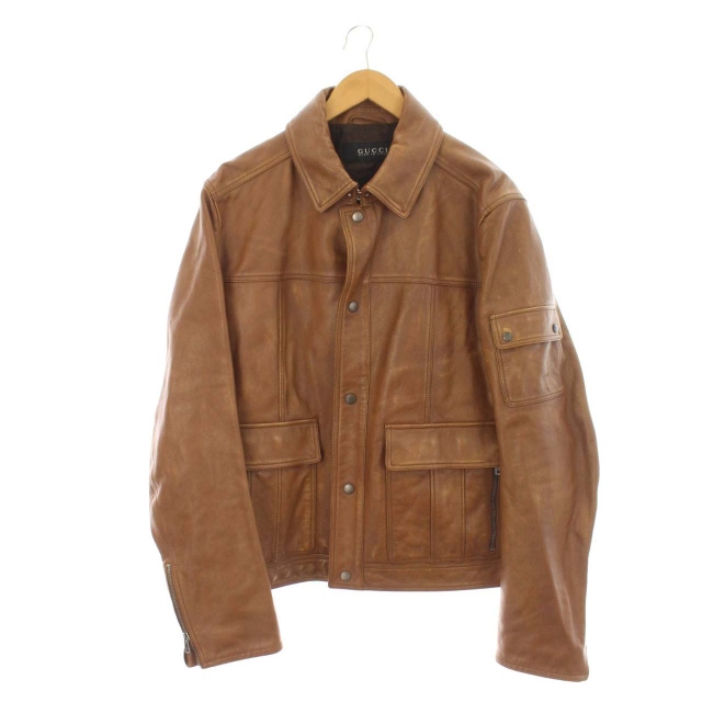 グッチ GUCCI レザージャケット 革ジャン 本革 総裏地 アウター 52 XL 