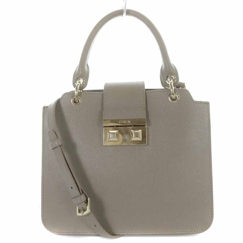 FURLA ハンドバッグ ショルダーバッグ 2way レザーグレージュ