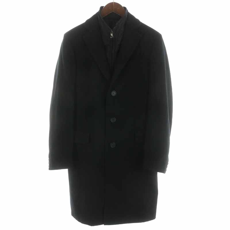 プラダ PRADA チェスターコート ハイネック フェイクレイヤード ロング  