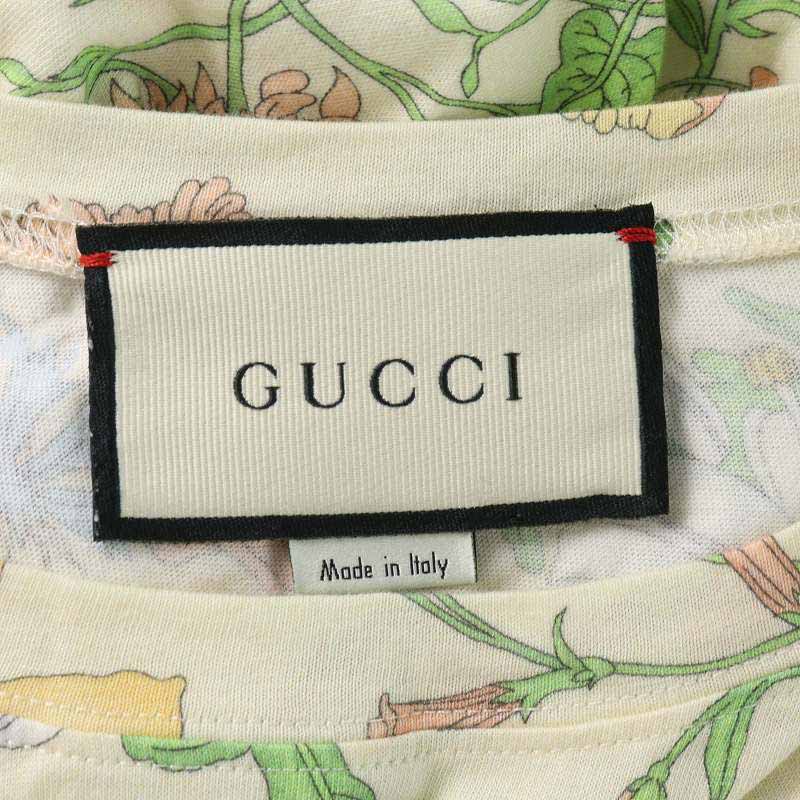 グッチ GUCCI テニス Tシャツ カットソー コットン 花柄 刺繍 半袖 L 