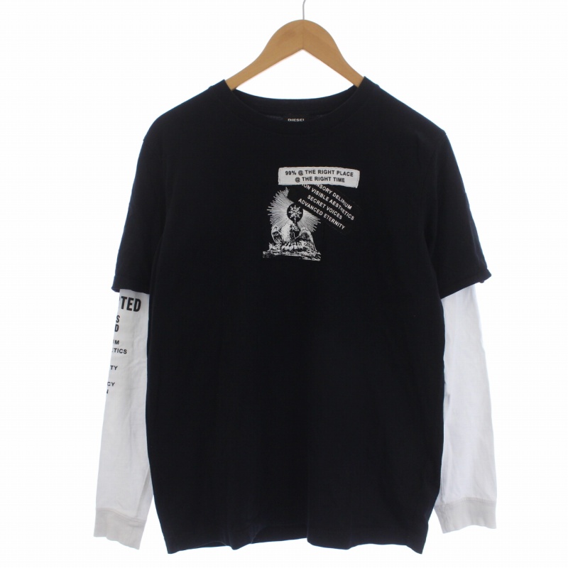 ディーゼル DIESEL Tシャツ カットソー ロンT 長袖 フェイクレイヤード 