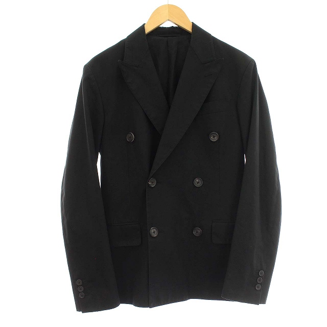 プラダ PRADA テーラードジャケット ダブル コットン 44 M 黒 