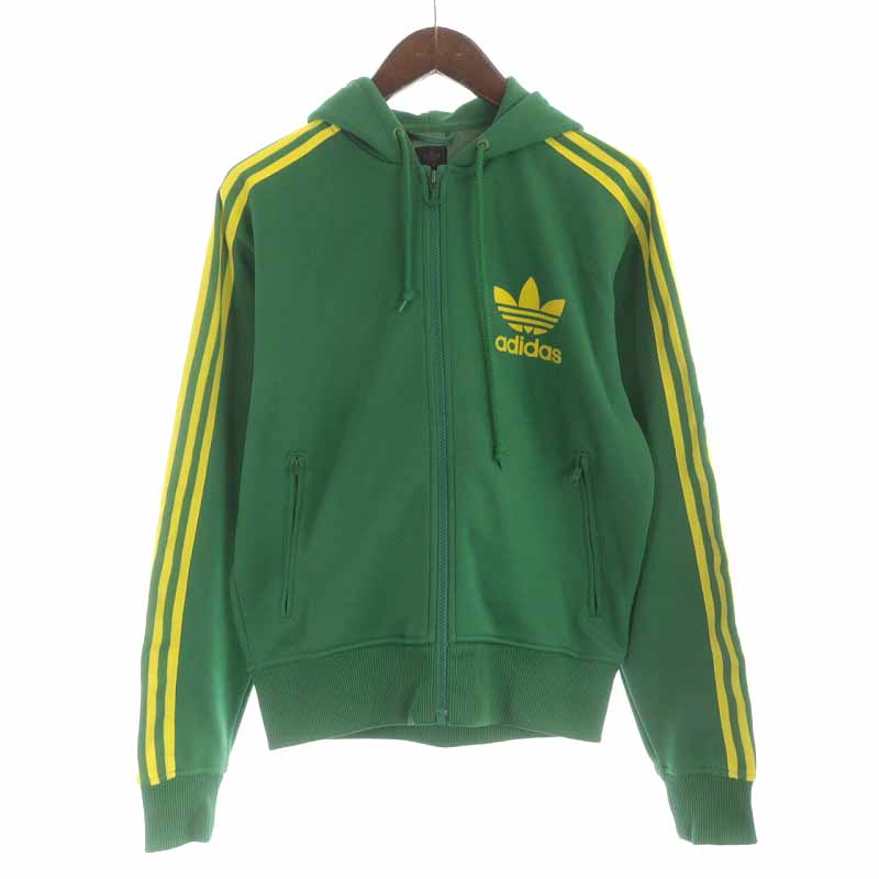 adidas グリーン イエロー ジップアップジャケット（アディダス