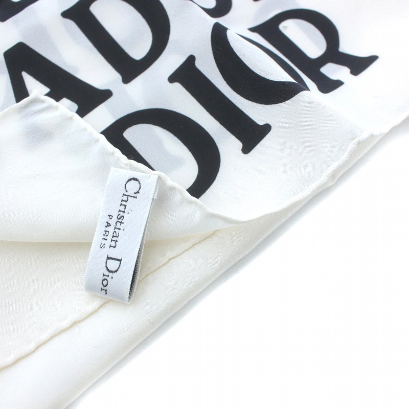 クリスチャンディオール J'ADORE ストール ロゴ シルク 白 黒 DIOR | ディオール シルクトップス トワル ドゥ ジュイ ソヴァージュ