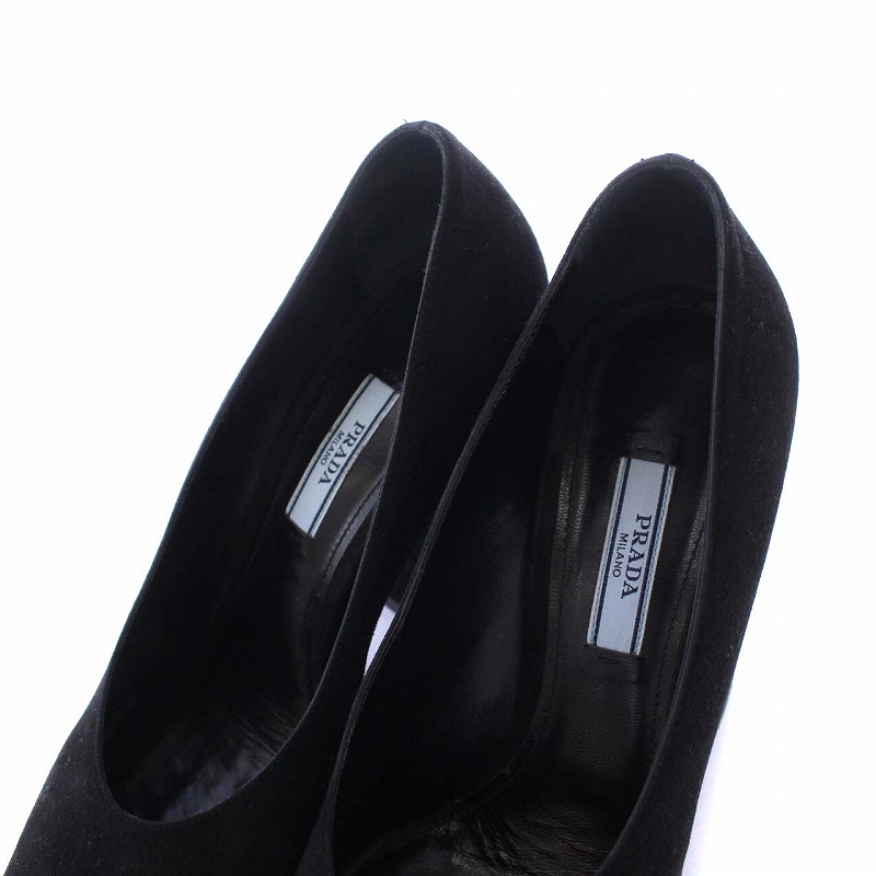 プラダ PRADA ポインテッドトゥ パンプス チャンキーヒール ハイヒール 
