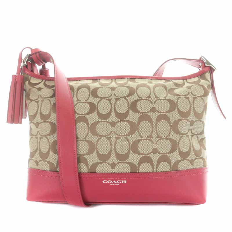 未使用品 コーチ COACH ショルダーバッグ キャンバス レザー 