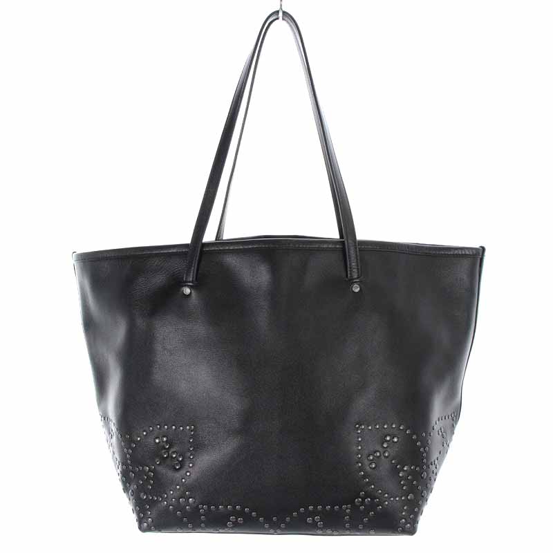 コーチ COACH トートバッグ ハンドバッグ レザー スタッズ 花柄 黒 