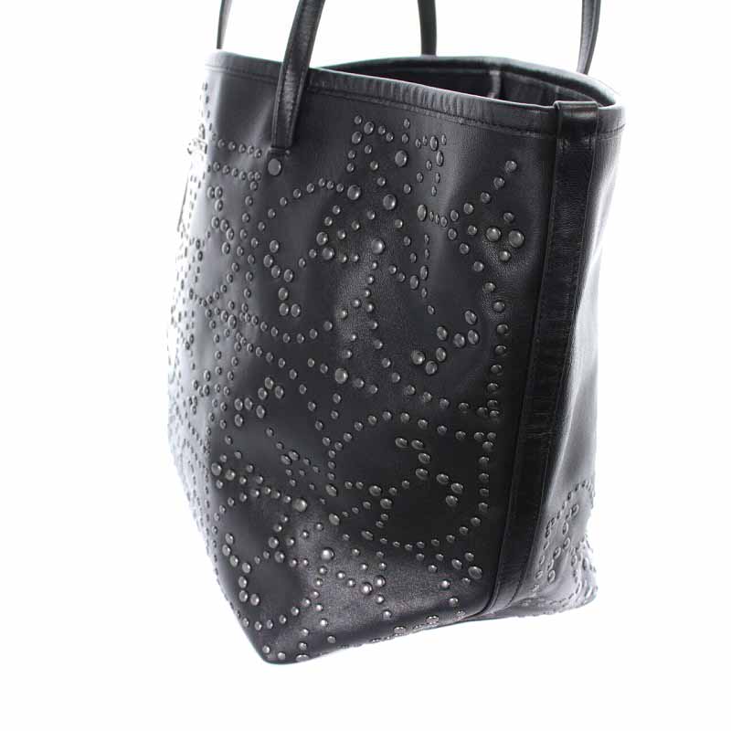 コーチ COACH トートバッグ ハンドバッグ レザー スタッズ 花柄 黒 