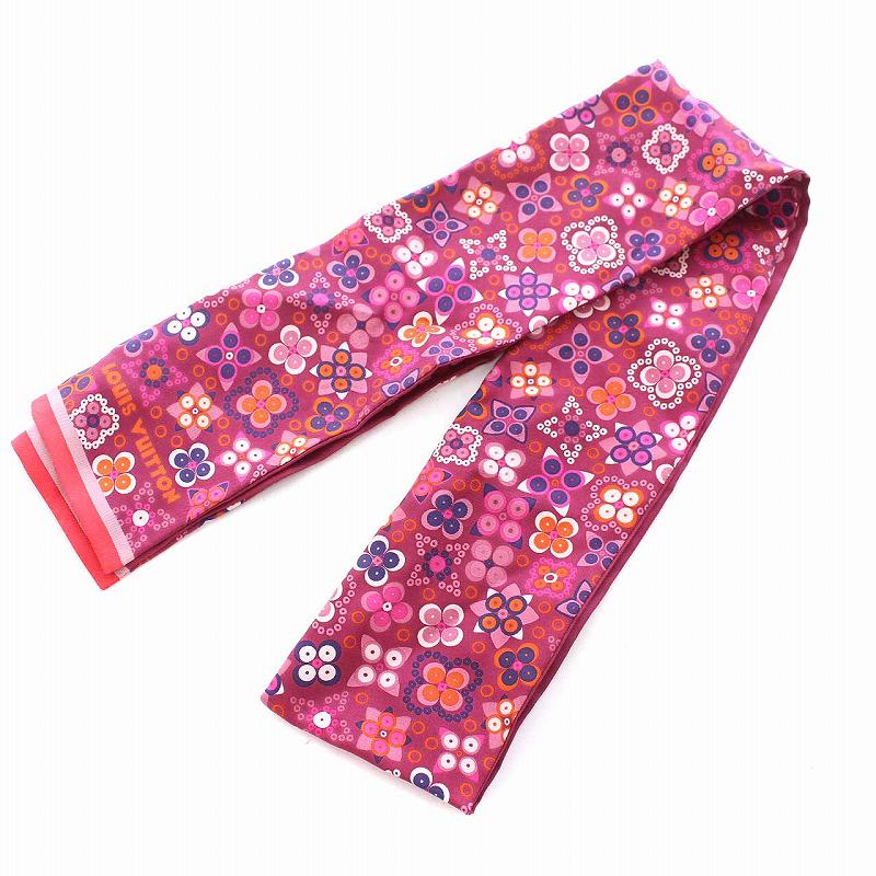 ルイヴィトン LOUIS VUITTON スカーフ バンドー 花柄 総柄 シルク100  