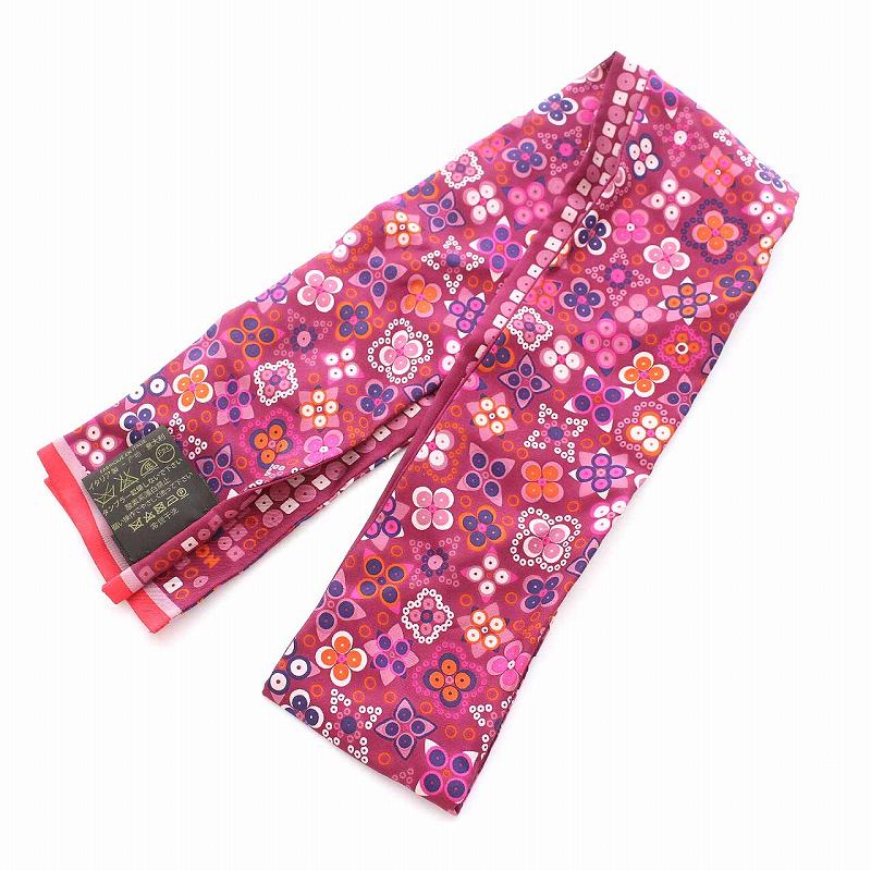 ルイヴィトン LOUIS VUITTON スカーフ バンドー 花柄 総柄 シルク100  