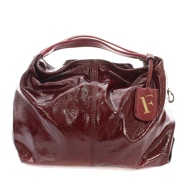 フルラ FURLA ハンドバッグ 2way ショルダーバッグ エナメル 赤 レッド 