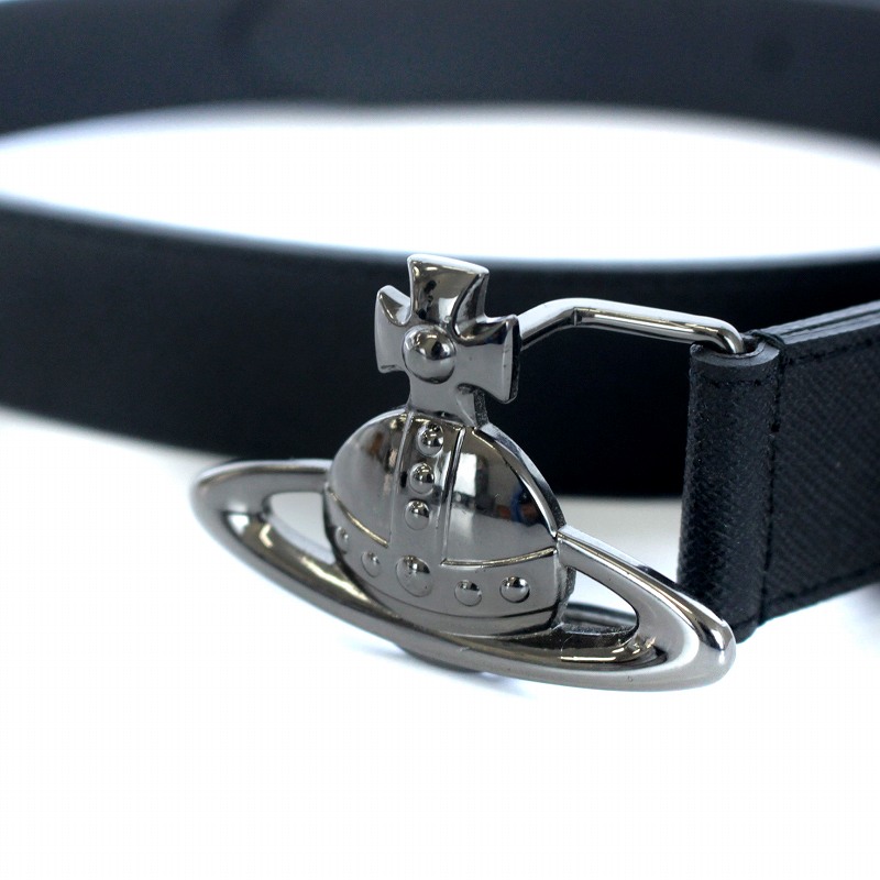 Vivienne Westwood ヴィヴィアン　レザー ベルト　オーブ　黒 LINE ORB BUCKLE ベルト(ブラック)（レディース）（1220951404