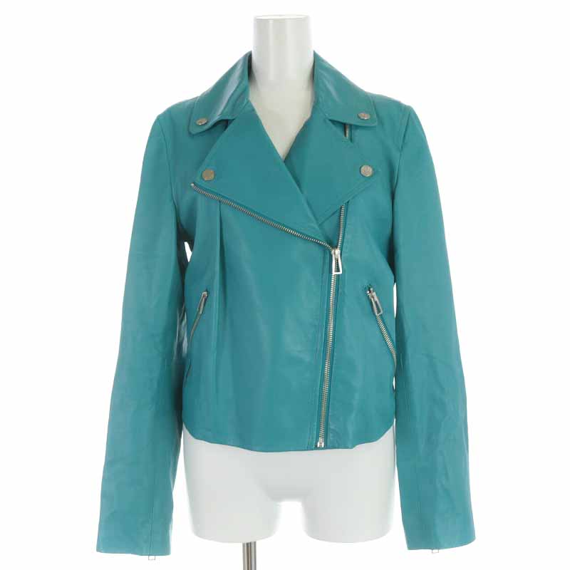 ライダースジャケット グリーン 緑 レザー 本革 シープスキン ロック  