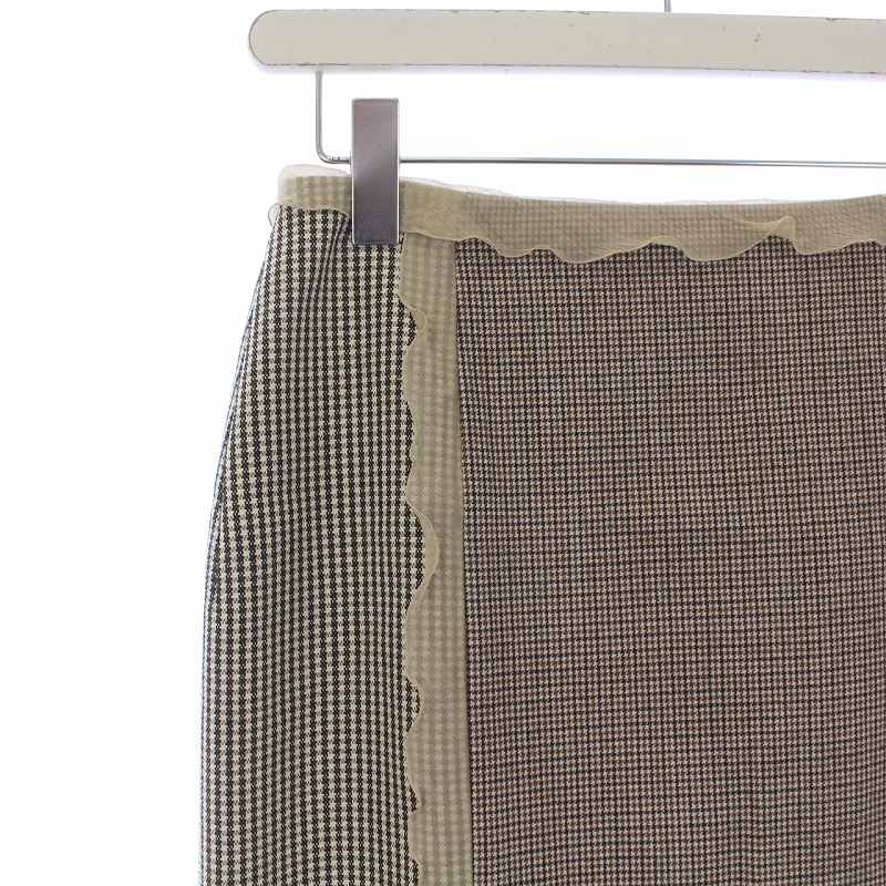 フェンディ FENDI タイトスカート ロング チェック 切替 ウール