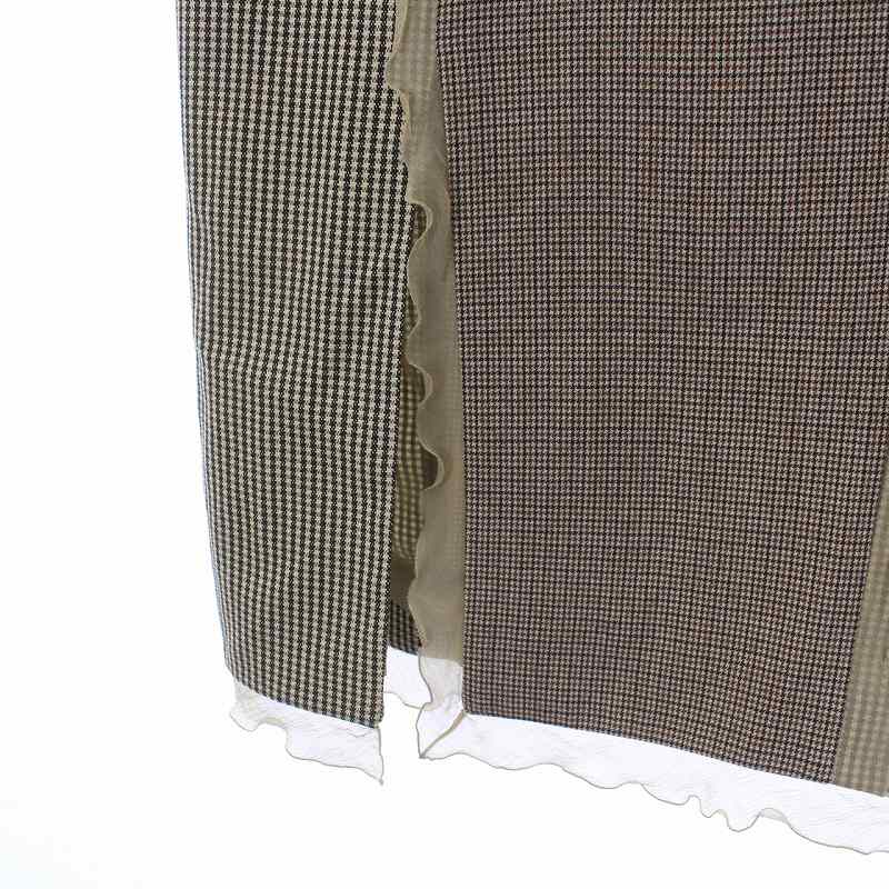 フェンディ FENDI タイトスカート ロング チェック 切替 ウール
