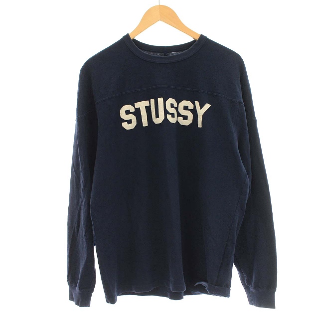 L STUSSY ステューシー メンズ フットボールシャツ 長袖 ロンT 黒