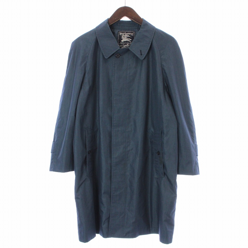 希少美品 バーバリー ステンカラーコート ネイビー 犬柄 コットン サイズM〜L Burberrys ステンカラーコート 紺色 Burberry ステンカラーコート ネイビー