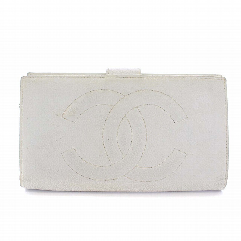 シャネル CHANEL ココマーク キャビアスキン 二つ折り 長財布 レザー 