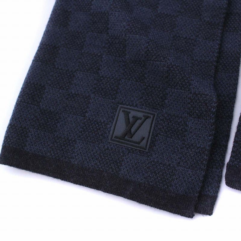 LOUIS VUITTON エシャルプ マイクロダミエ　マフラー ネイビー ルイヴィトン LOUIS VUITTON エシャルプ プティ ダミエ マフラー