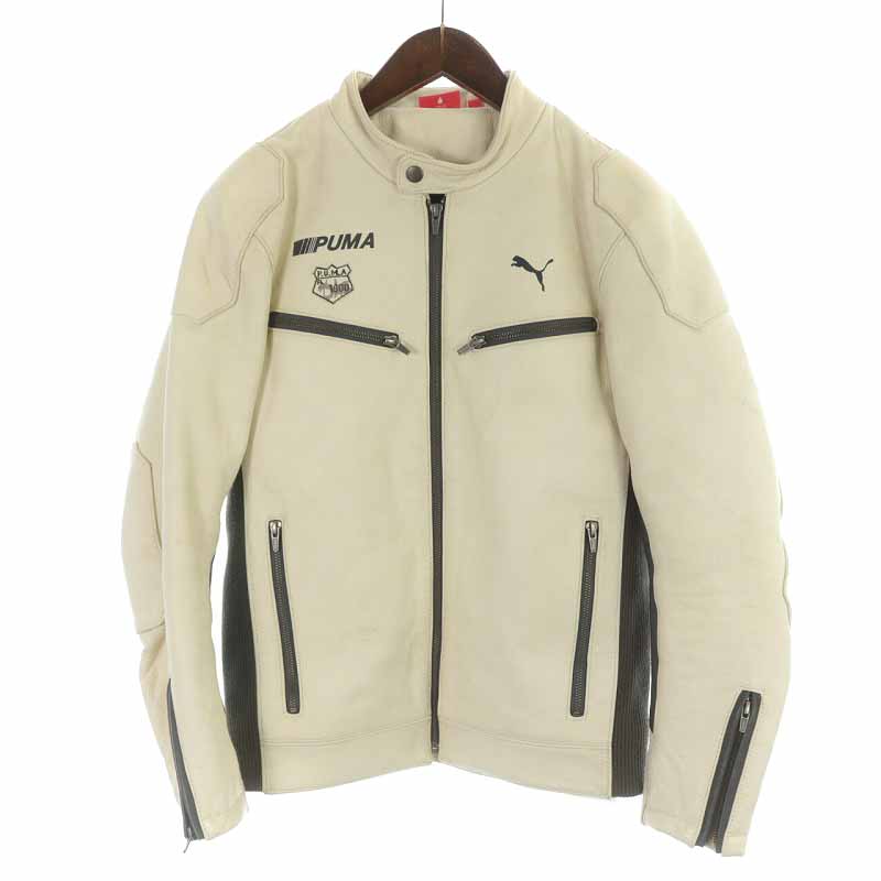 プーマ PUMA レザージャケット 革ジャン 牛革 カウレザー ジップアップ 