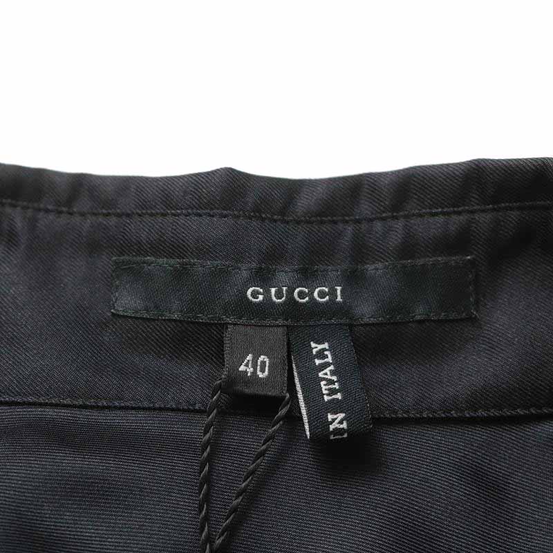 グッチ GUCCI ブラウス シャツ カシュクール シルク 長袖 40 9 M 黒 