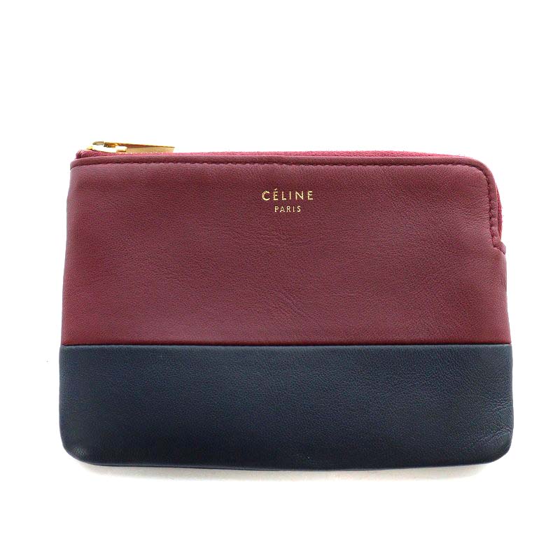 セリーヌ CELINE コインケース 小銭入れ レザー バイカラー 赤 レッド 