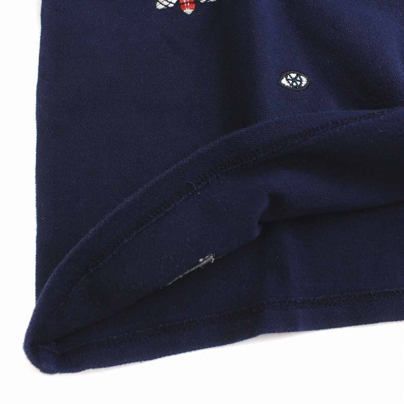 グッチ GUCCI ポロシャツ 刺繍 半袖 12サイズ 紺 ネイビー 赤 レッド  