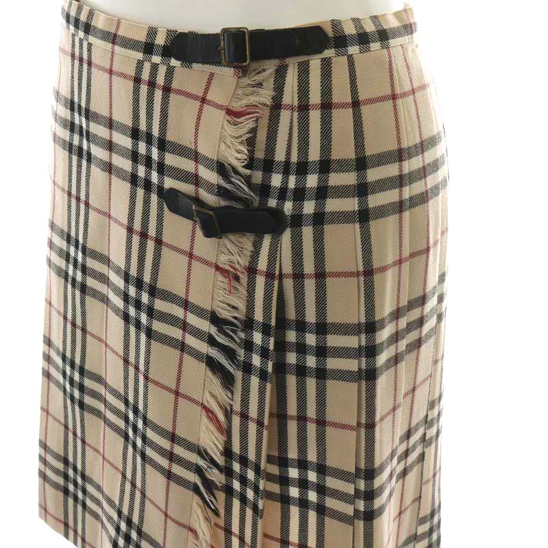 新品未使用BURBERRY BLUE LABELプリーツスカート茶系サイズ36 BURBERRYバーバリーBLUELABELウールプリーツスカート36ブラウン