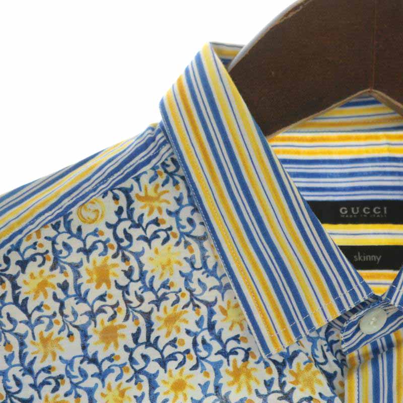chaさん専用　GUCCI グッチ　花柄　ストライプ　シルク　シャツ chaさん専用 GUCCI グッチ 花柄 ストライプ シルク シャツ GUCCI
