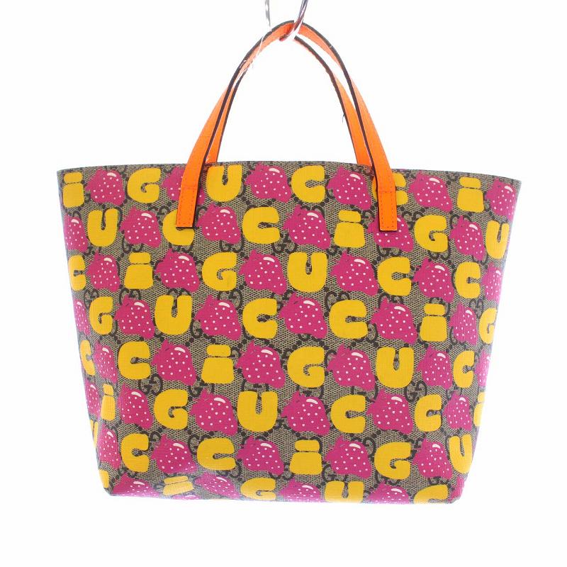 グッチ GUCCI チルドレンズ GGスプリーム ストロベリープリント トート 