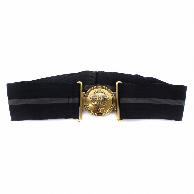 グッチ GUCCI ロゴモチーフサッシュベルト ナイロン 黒 ブラック 