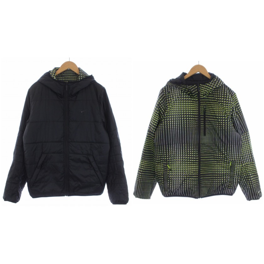 ナイキ NIKE リバーシブル 中綿ジャケット フード ジップアップ 総柄 M 