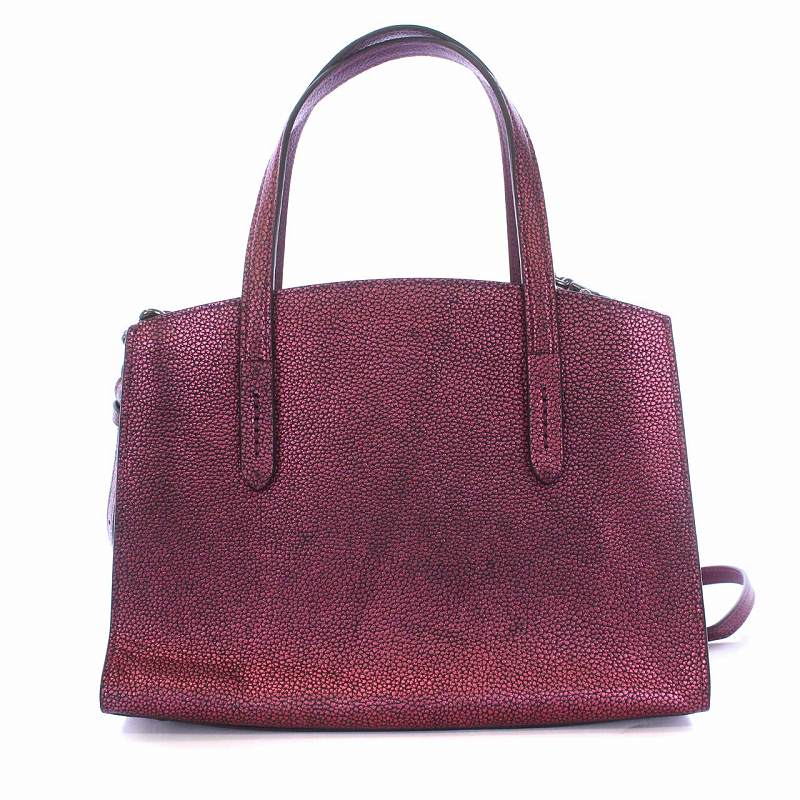 コーチ COACH メタリックレザー チャーリー28 ハンドバッグ トート 