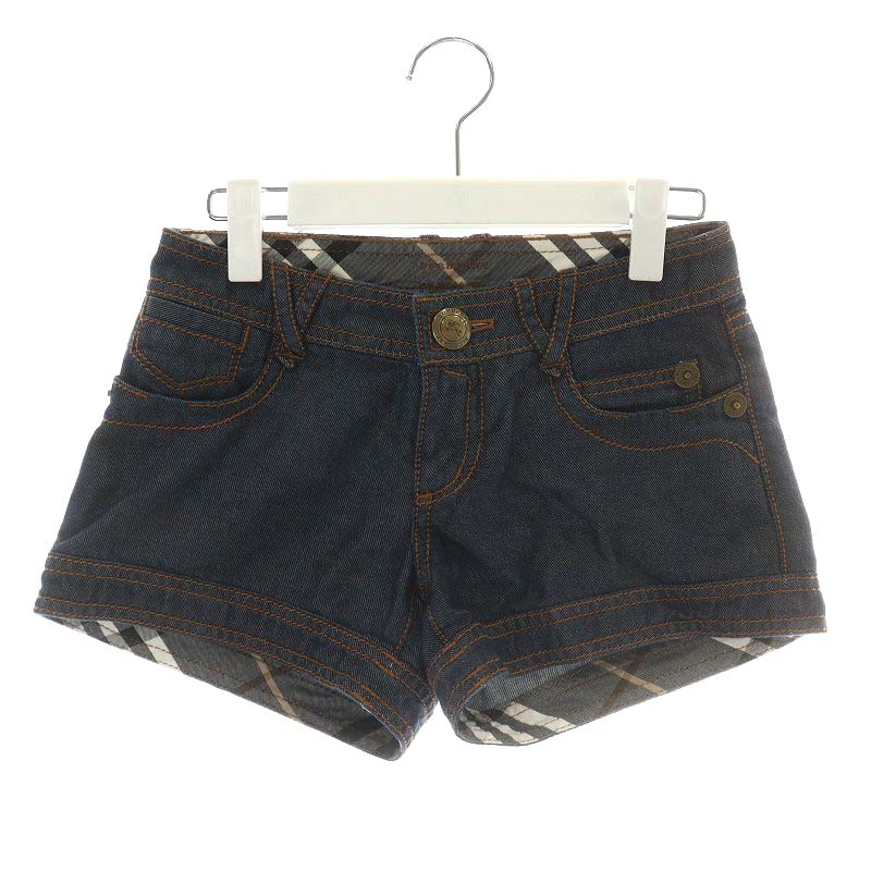 バーバリーブルーレーベル　デニムショートパンツ　ロゴ刺繍　Y2K バーバリーブルーレーベル デニムショートパンツ ロゴ刺繍 Y2K