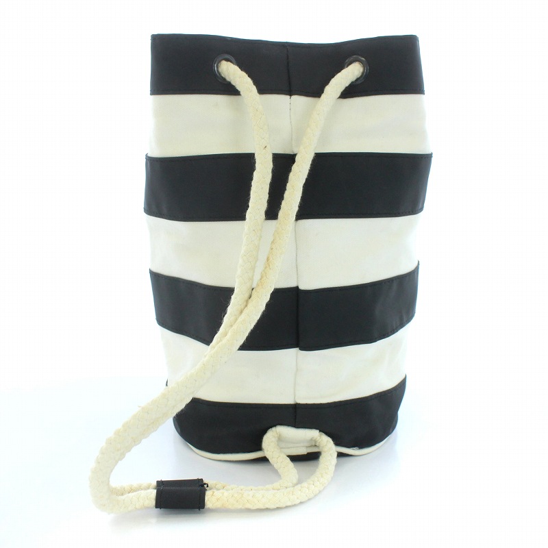 シャネル CHANEL ノベルティ 巾着 ショルダーバッグ ボーダー 黒