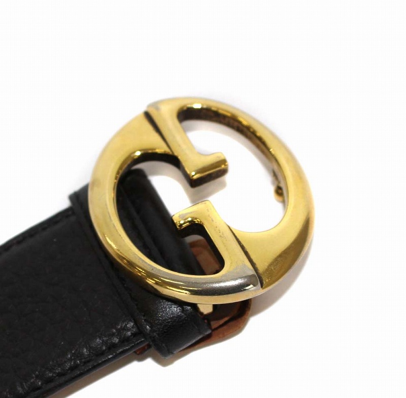 グッチ GUCCI GGバックル レザーベルト 革ベルト ゴールド金具 85 34 