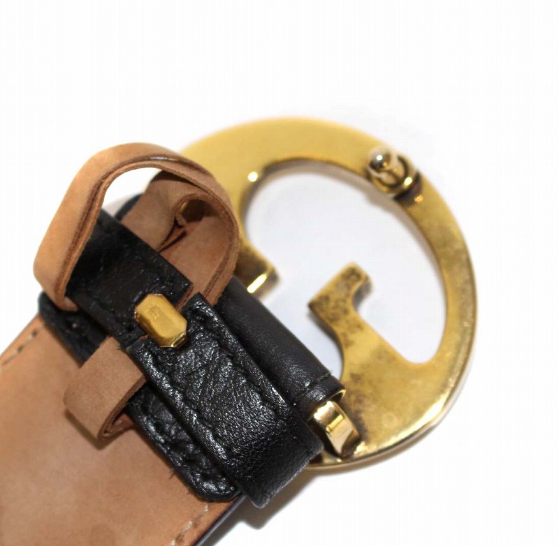 GG ゴールドバックル 黒レザーベルト GUCCI GG ゴールドバックル 黒レザーベルト GUCCI リバーシブル レザー
