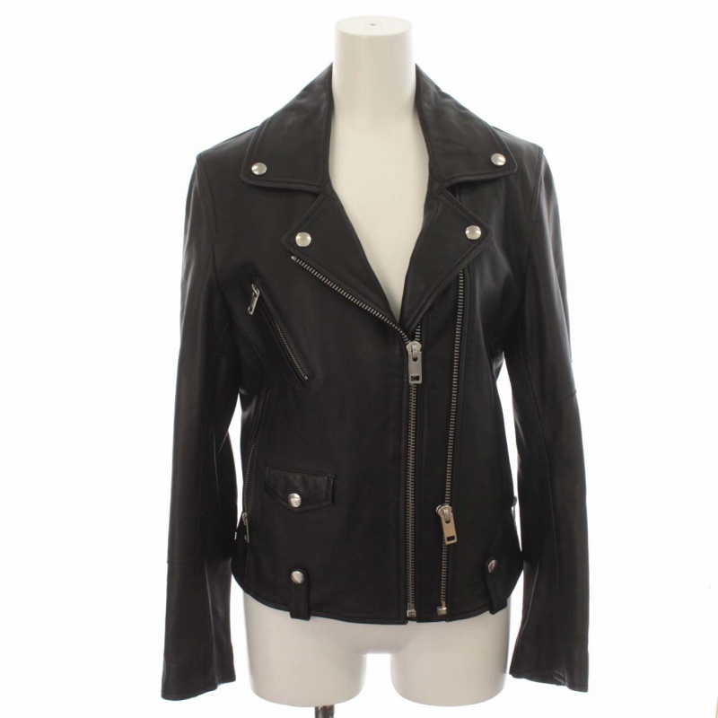 ディーゼル DIESEL ライダース ジャケット ダブル ラムレザー XS 黒  