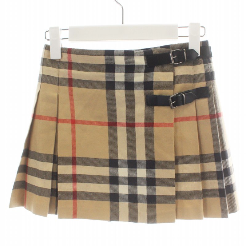 バーバリー BURBERRY プリーツスカート ひざ丈 ノバチェック ベルト 