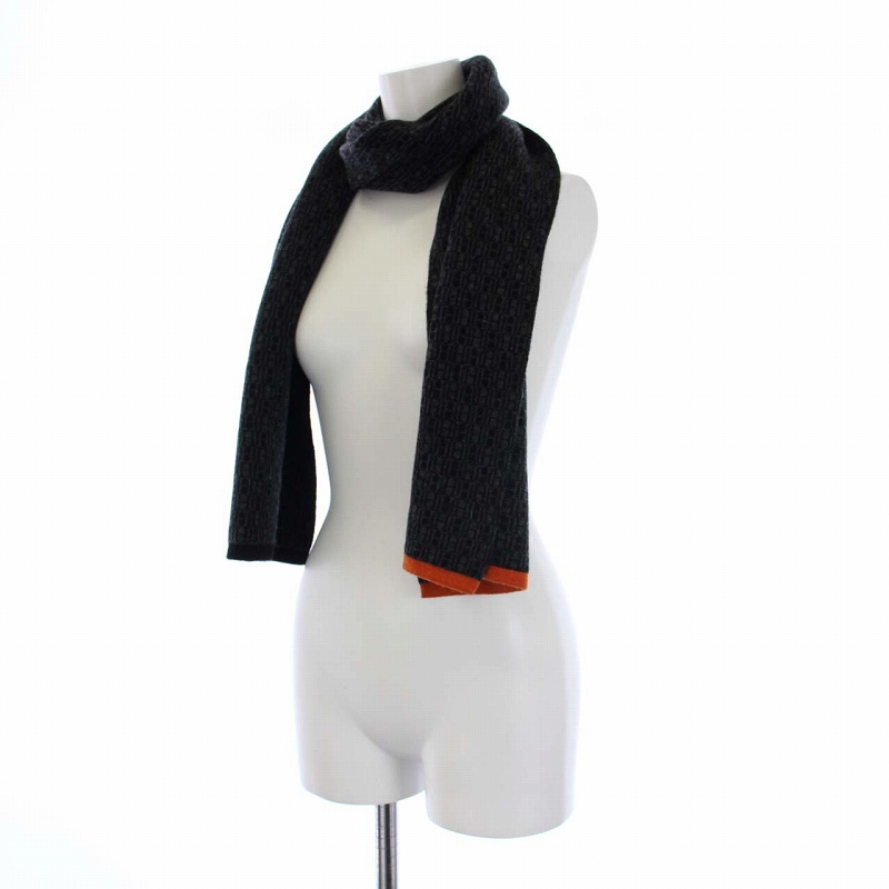 エルメス HERMES マルジェラ期 ニットマフラー Hロゴ カシミヤ100  
