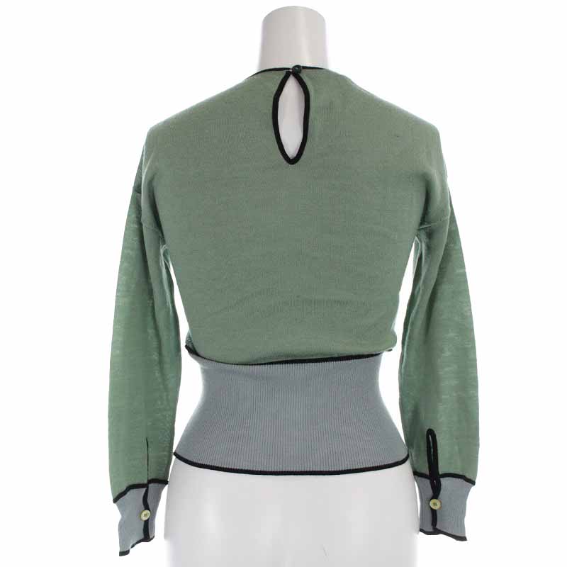 プラダ PRADA ニット カットソー ウール シルク混 切替 七分袖 38 7 S  