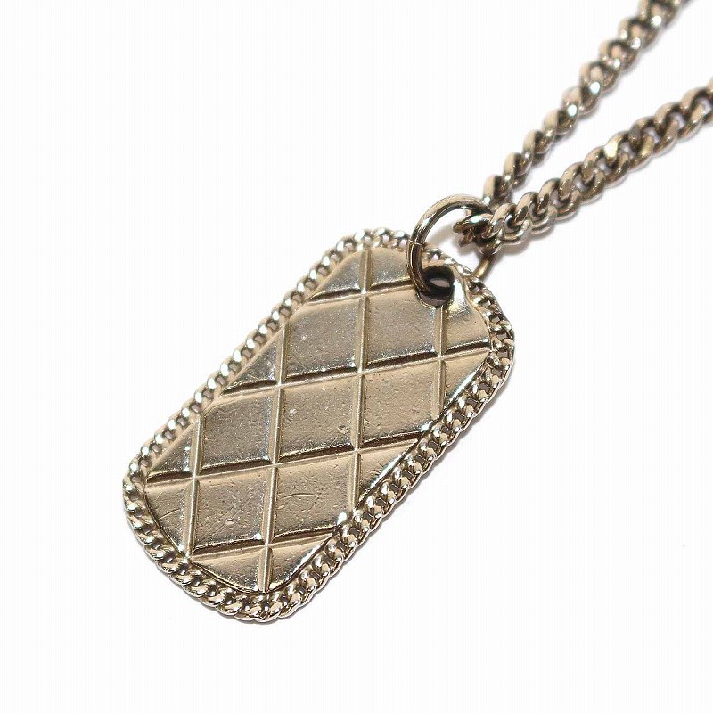 シャネル CHANEL 09P ココマーク マトラッセ プレート ネックレス 