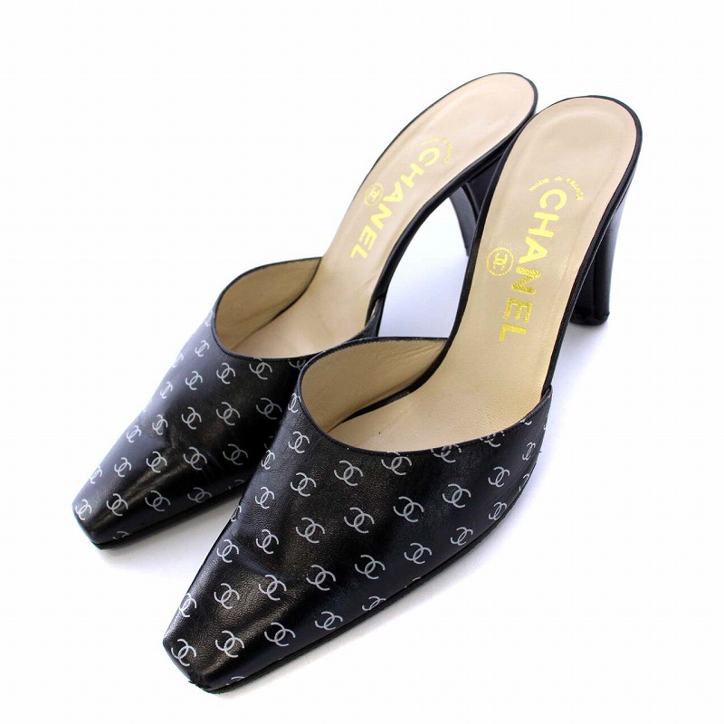 シャネル CHANEL ミュール サンダル ハイヒール ポインテッドトゥ ココ  