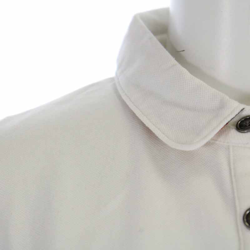 【美品】BURBERRY LONDON バーバリー 丸襟 半袖 ポロシャツ 白 XL]Burberry Londonバーバリーロンドン ポロシャツ 白ホワイト
