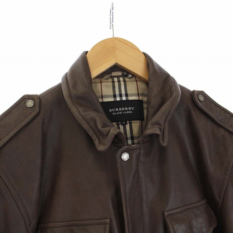 Burberry ジップアップ レザー ジャケット Burberry Black Label Leather Riders Jacket Black Size EU52/L