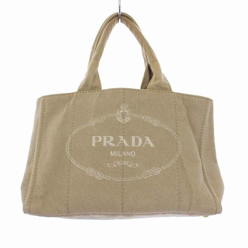 プラダ PRADA カナパ トートバッグ ハンドバッグ キャンバス ベージュ 